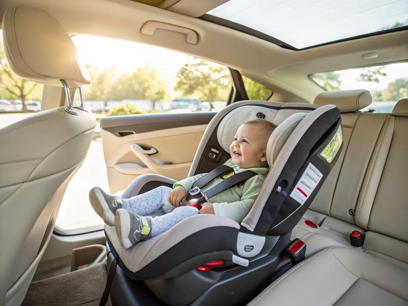An image showcasing the adjustable features of the LuxeSafe Infant Car Seat, emphasizing its safety and ease of use.