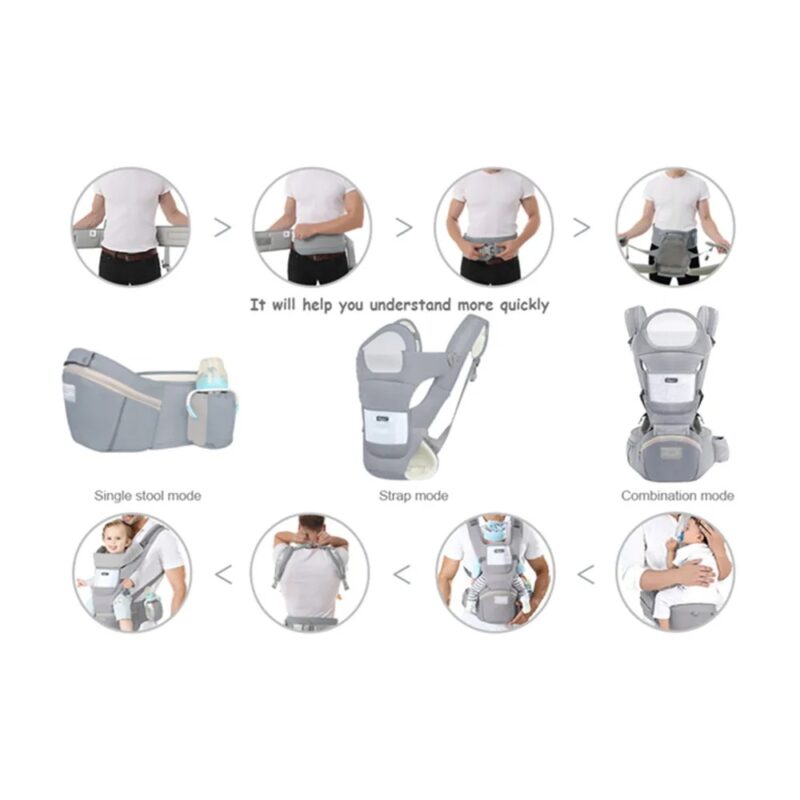 Ergonomic Baby Carrier – Multifunctional Front & Back Carry, Adjustable Newborn to Toddler - Afbeelding 5