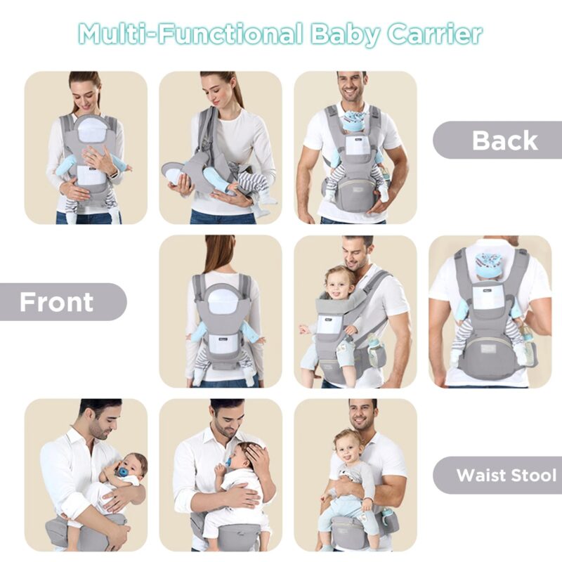 Ergonomic Baby Carrier – Multifunctional Front & Back Carry, Adjustable Newborn to Toddler - Afbeelding 7